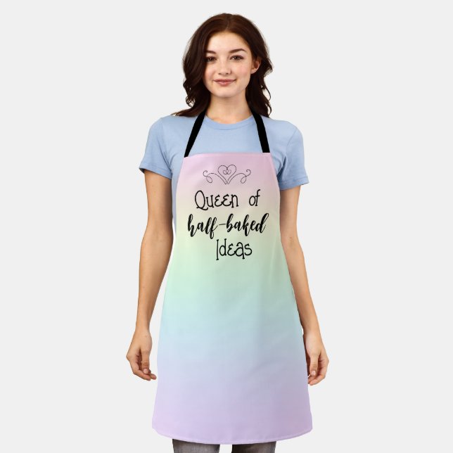 Queen of Half-Baked Ideas Rainbow Apron (Worn)