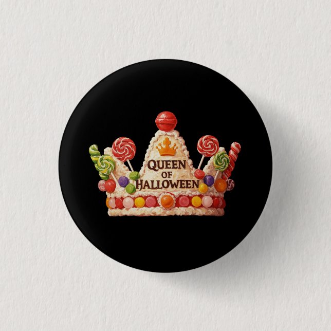 Queen of Halloween Candy Cake Button (Front)