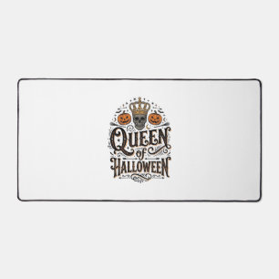 Queen of Halloween Vintage Skull Pumpkin Shirt Des Desk Mat