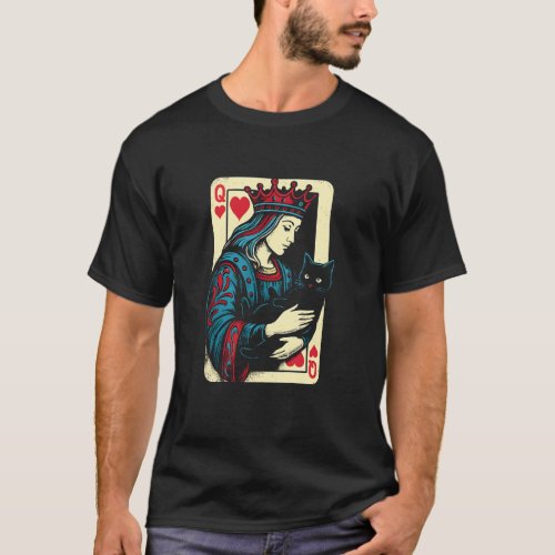 Queen of Heart Cat Mom Playing Card Kitty Lover Va T-Shirt