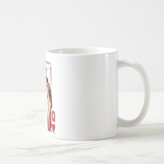 Queen Of Heart Playing Card Love Valentine Outfit  Coffee Mug (Right)
