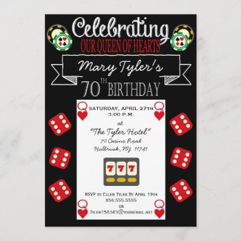 Queen Of Hearts 70th Birthday Party Invitation by PetitePaperie at Zazzle