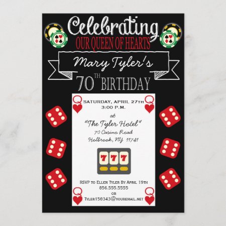 Queen Of Hearts 70th Birthday Party Invitation