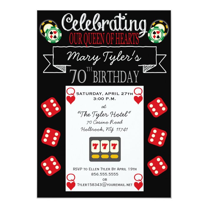 Queen Of Hearts 70th Birthday Party Invitation Zazzle Hearts 70th Birthday Party Invitation