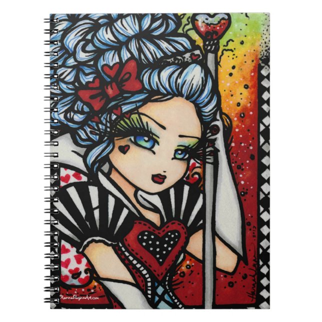 Queen of Hearts Alice Girl Fairy Fantasy Notebook (Front)