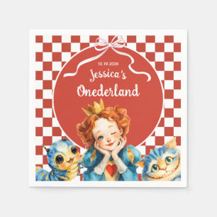 Queen of Hearts Alice in ONEDERLAND 1st Birthday Napkins