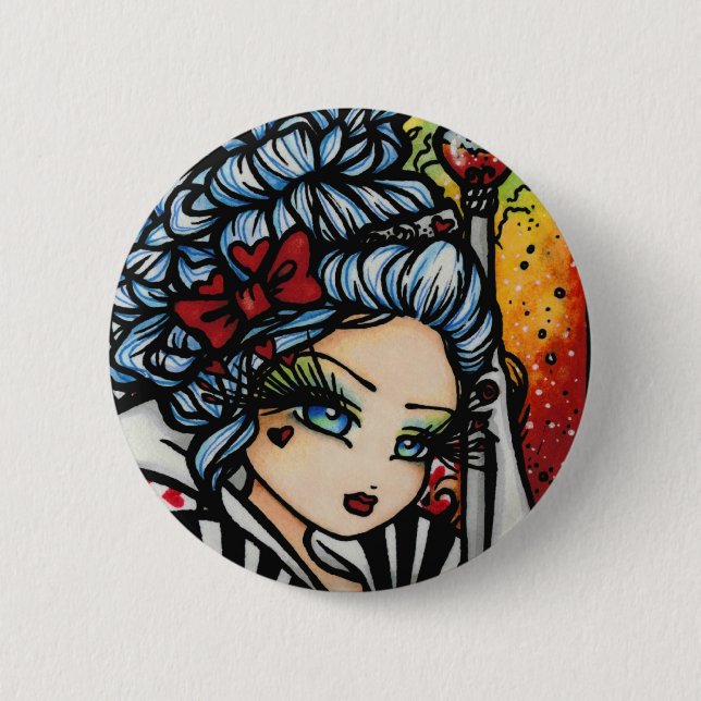 Queen of Hearts Alice Valentine Fairy Fantasy Button (Front)