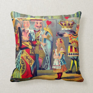 Queen of Hearts and Alice Throw Pillow