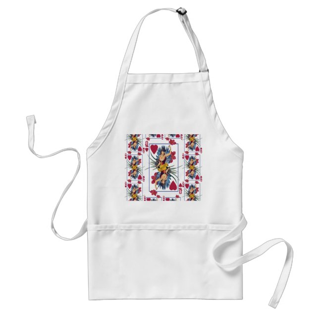 Queen of Hearts and Flowers Adult Apron (Front)
