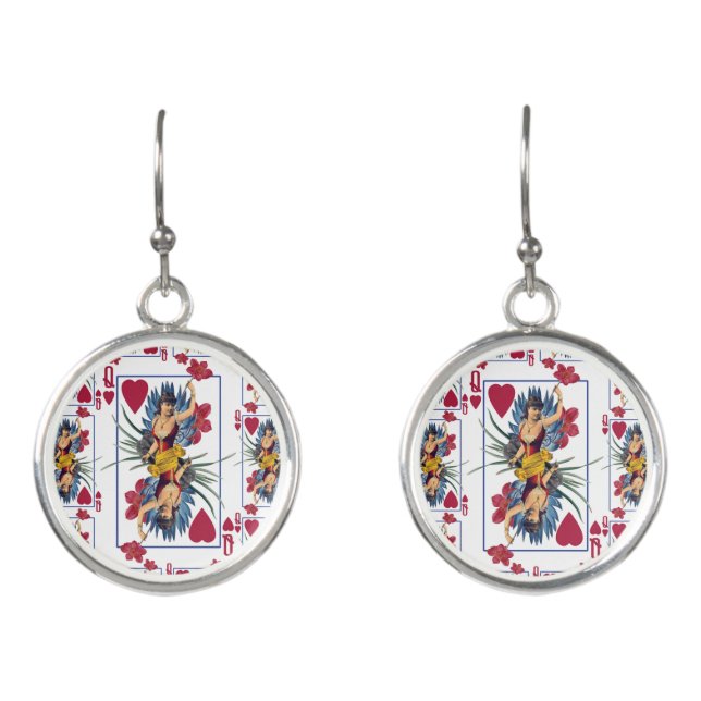 Queen of Hearts and Flowers Earrings (Front)