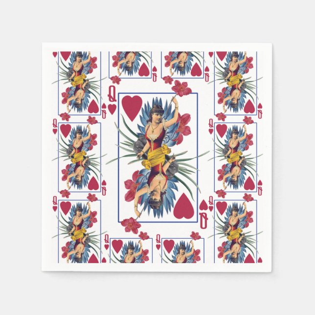Queen of Hearts and Flowers Napkins (Front)