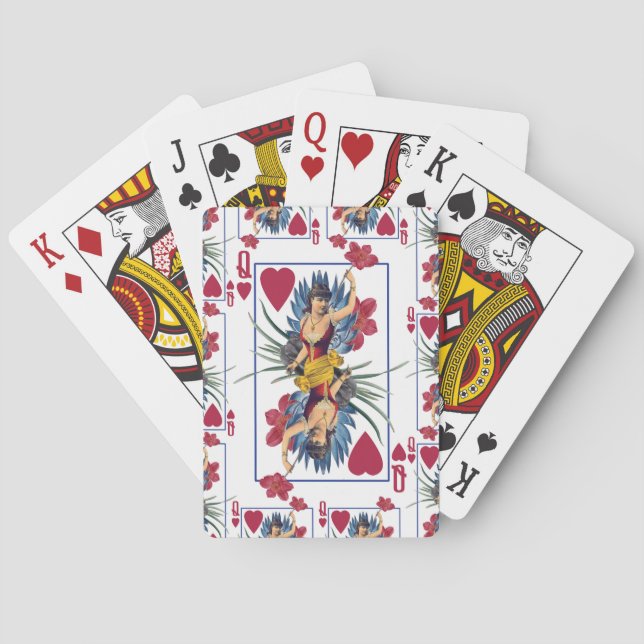 Queen of Hearts and Flowers Poker Cards (Back)