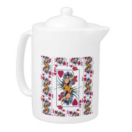 Queen of Hearts and Flowers Teapot
