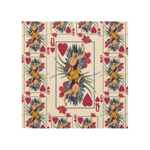 Queen of Hearts and Flowers Wood Wall Art