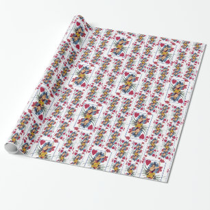 Queen of Hearts and Flowers Wrapping Paper