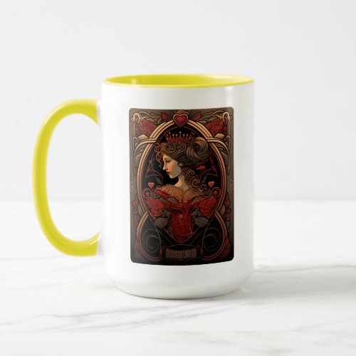 Queen of Hearts Art Nouveau Style T_Shirt Mug