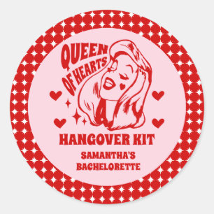 Queen of Hearts Bachelorette Party Hangover Kit Classic Round Sticker
