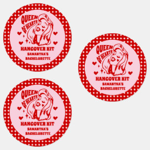 Queen of Hearts Bachelorette Party Hangover Kit Labels