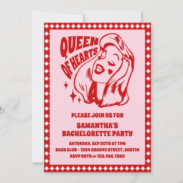 Queen of Hearts Bachelorette Party Invitation (Front)