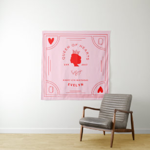 Queen of Hearts Birthday Banner Tapestry