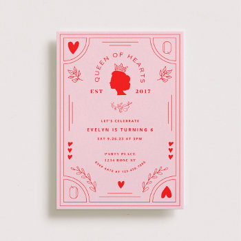 Queen Of Hearts Birthday Invitation by origamiprints at Zazzle