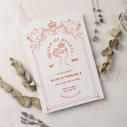 Queen of Hearts Birthday Invitation