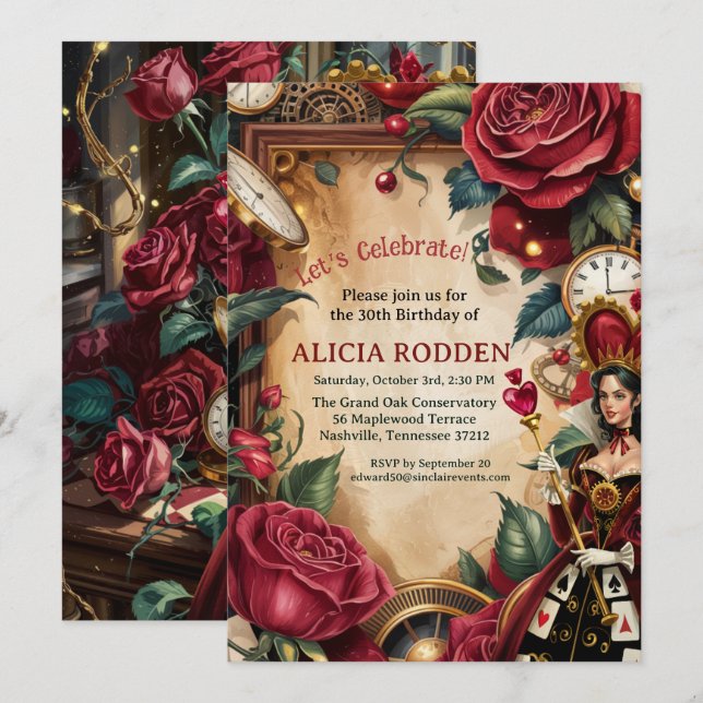 Queen of Hearts Birthday Party  Invitation (Front/Back)