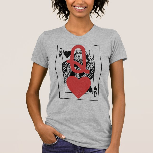Queen of Hearts: Bold Red Heart Overlay T-Shirt (Front)