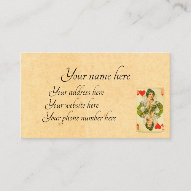 Queen of Hearts calling card (Front)