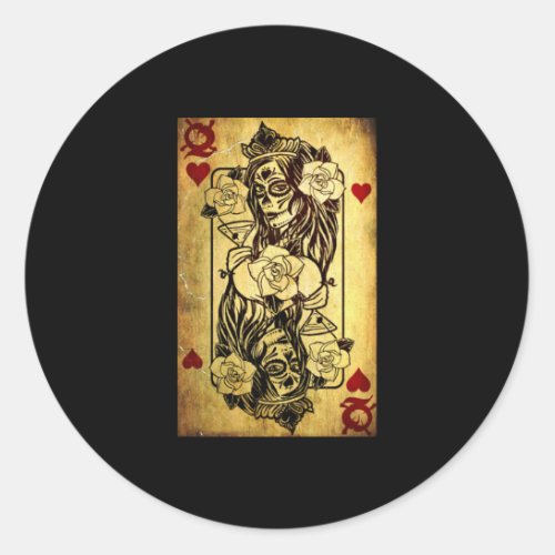 Queen Of Hearts Card Deck Old Classic Round Sticker