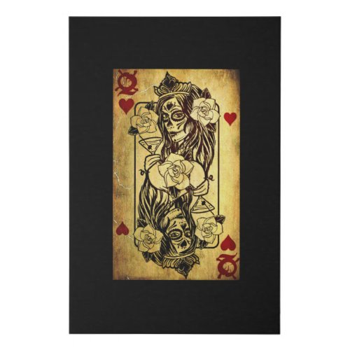 Queen of Hearts Card Old Faux Canvas Print