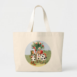 Queen of Hearts' Cardmen Paint the Queens Roses Large Tote Bag