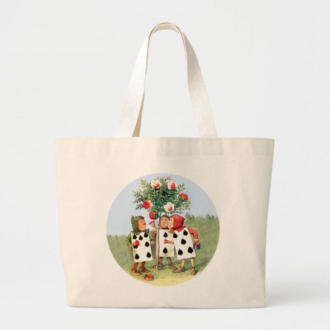 Queen of Hearts' Cardmen Paint the Queens Roses Large Tote Bag (Front)