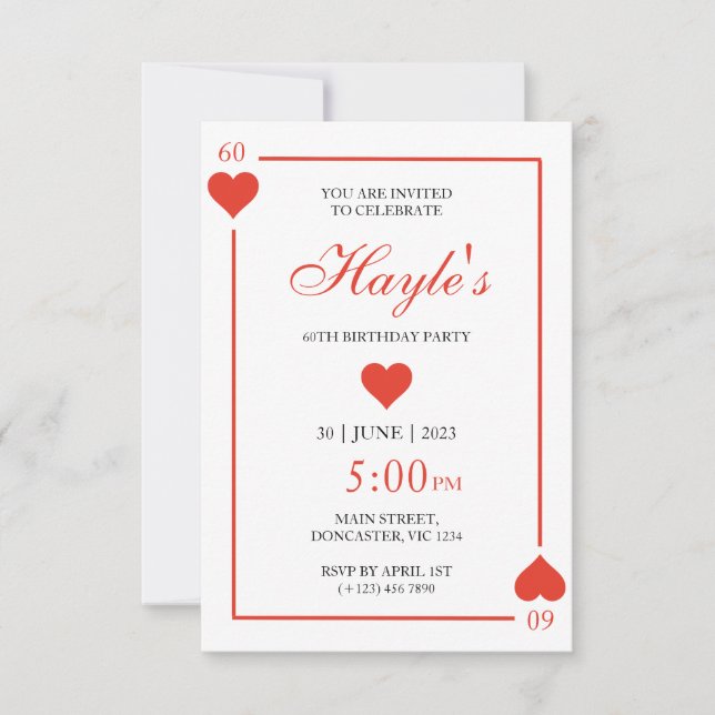 Queen of Hearts Casino Playing Cards 60th Birthday (Front)
