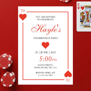 Queen of Hearts Casino Playing Cards 70th Birthday