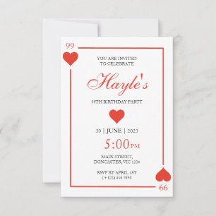 Queen of Hearts Casino Playing Cards 99th Birthday