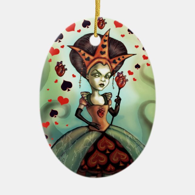 Queen of Hearts Ceramic Ornament (Front)