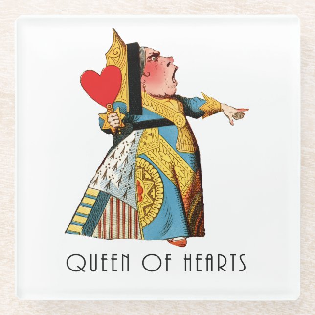 Queen of Hearts Classic Alice and Wonderland Glass Coaster (Front)