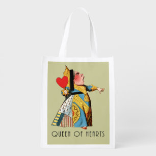 Queen of Hearts Classic Alice and Wonderland Grocery Bag