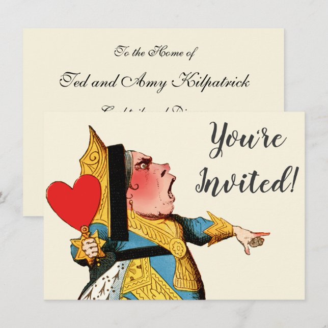 Queen of Hearts Classic Alice and Wonderland Invitation (Front/Back)