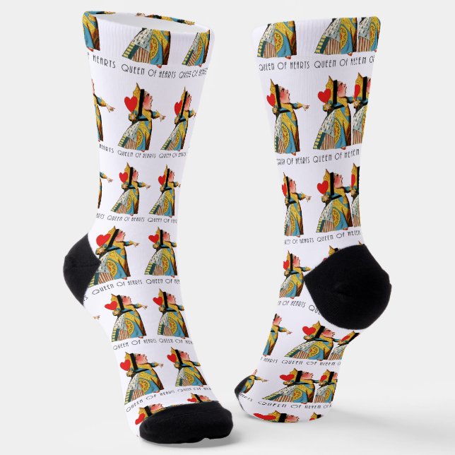 Queen of Hearts Classic Alice and Wonderland Socks (Angled)
