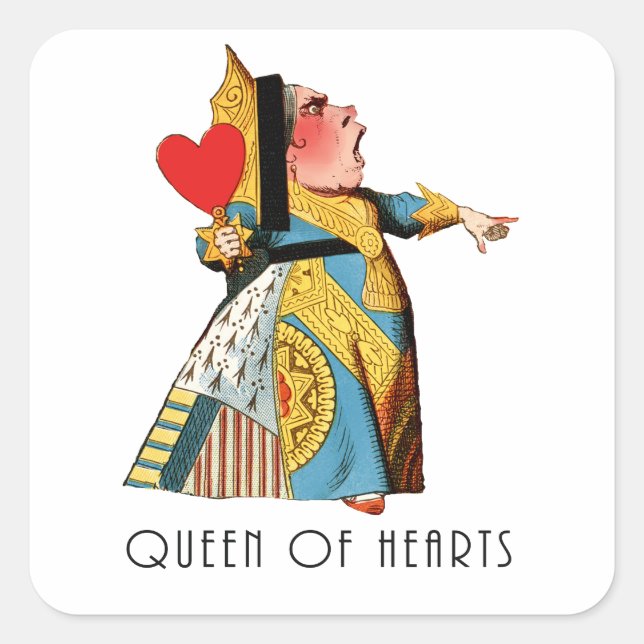 Queen of Hearts Classic Alice and Wonderland Square Sticker (Front)
