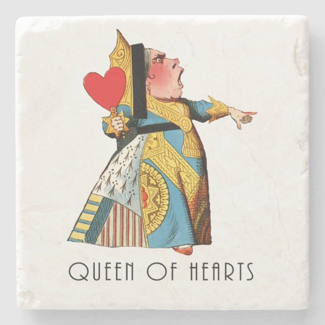 Queen of Hearts Classic Alice and Wonderland Stone Coaster (Front)
