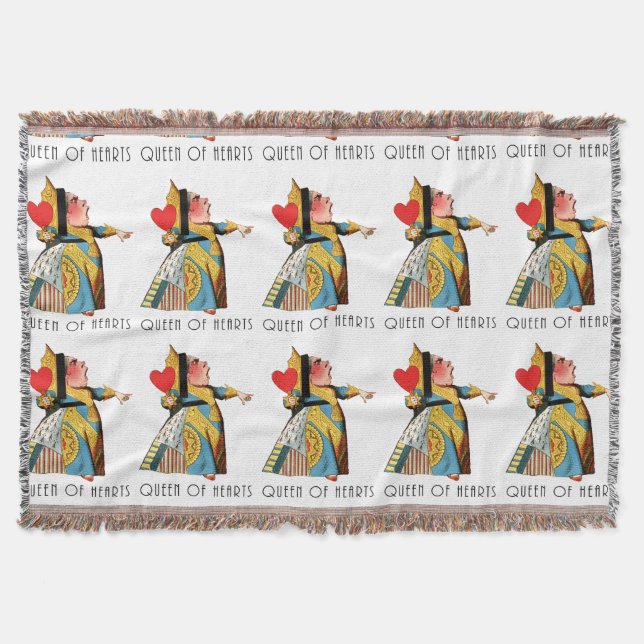 Queen of Hearts Classic Alice and Wonderland Throw Blanket (Front)