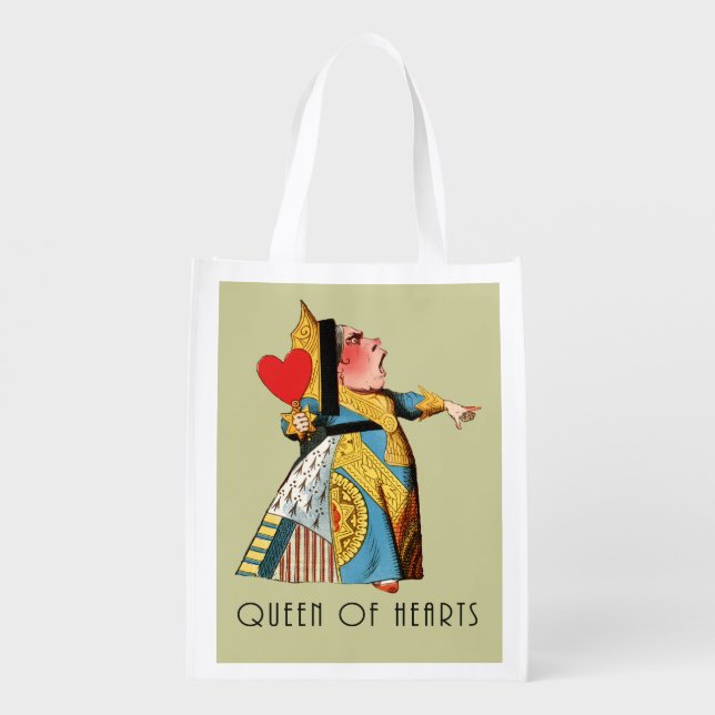 Queen of Hearts Classic Alice in Wonderland Grocery Bag (Back)