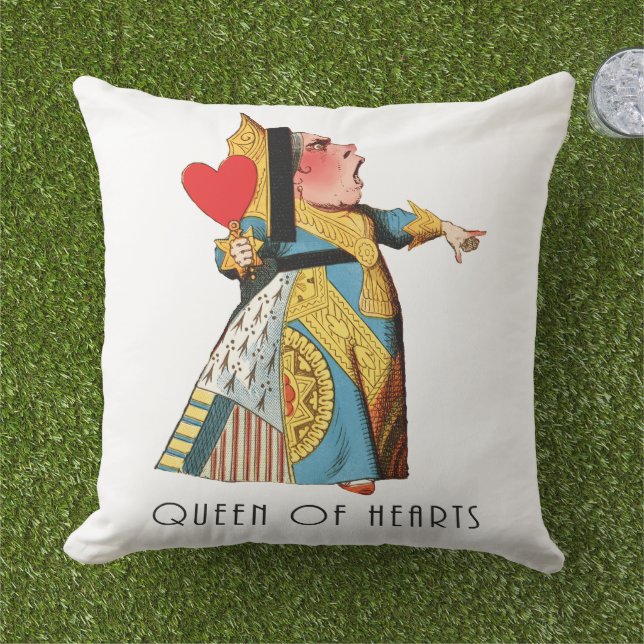 Queen of Hearts Classic Alice in Wonderland Outdoor Pillow (Grass)