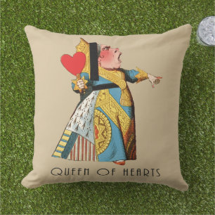 Queen of Hearts Classic Alice in Wonderland Outdoor Pillow
