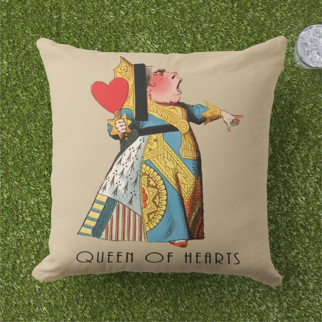 Queen of Hearts Classic Alice in Wonderland Outdoor Pillow (Grass)