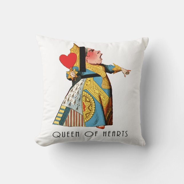 Queen of Hearts Classic Alice in Wonderland Throw Pillow (Front)