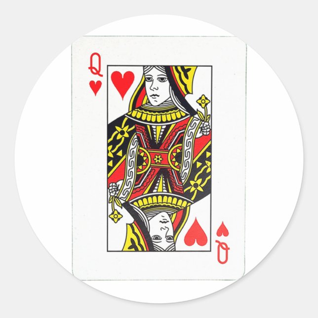 QUEEN OF HEARTS CLASSIC ROUND STICKER (Front)
